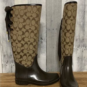 COACH lace up back rain boots